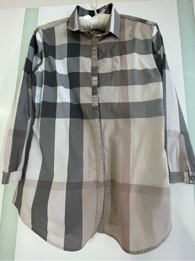 Burberry Neutral Plaid Button-Down Shirt 💯 authentic